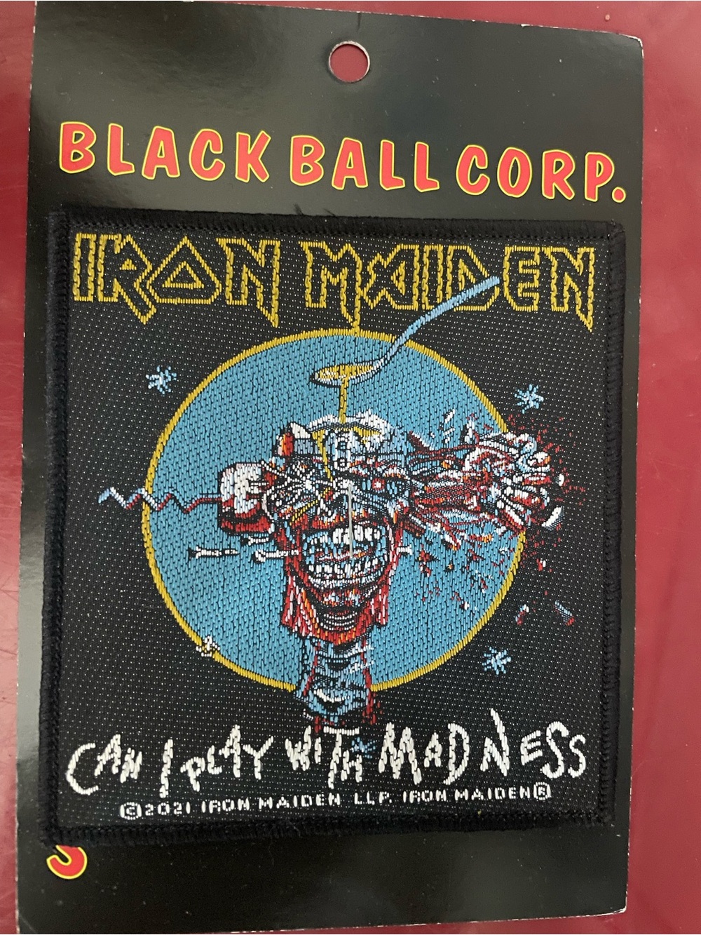 Iron Maiden 'Can I Play with Madness' Embroidered Patch - Black/Blue/Yellow/Red